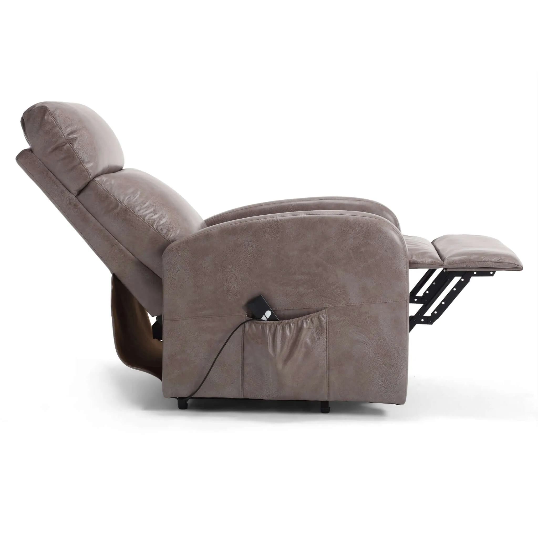 Rise & Recline Electric Recliner Armchair Faux Leather - Dom Mocha