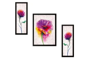 SAF paintings UV Textured Flower Print Framed Painting Set of 3 for Home Decoration – Size 35 x 2 x 50 cmSAAFSA7717 SAAFSA7717