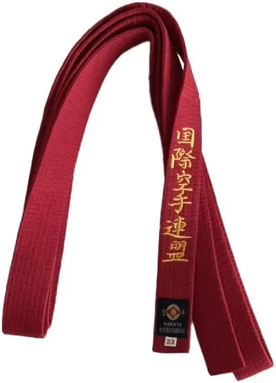 VICTORBUDO USA KYOKUSHIN EMBROIDERED BELTS RED BLUE YELLOW GREEN BROWN SIZES 220/280/320/360 CM