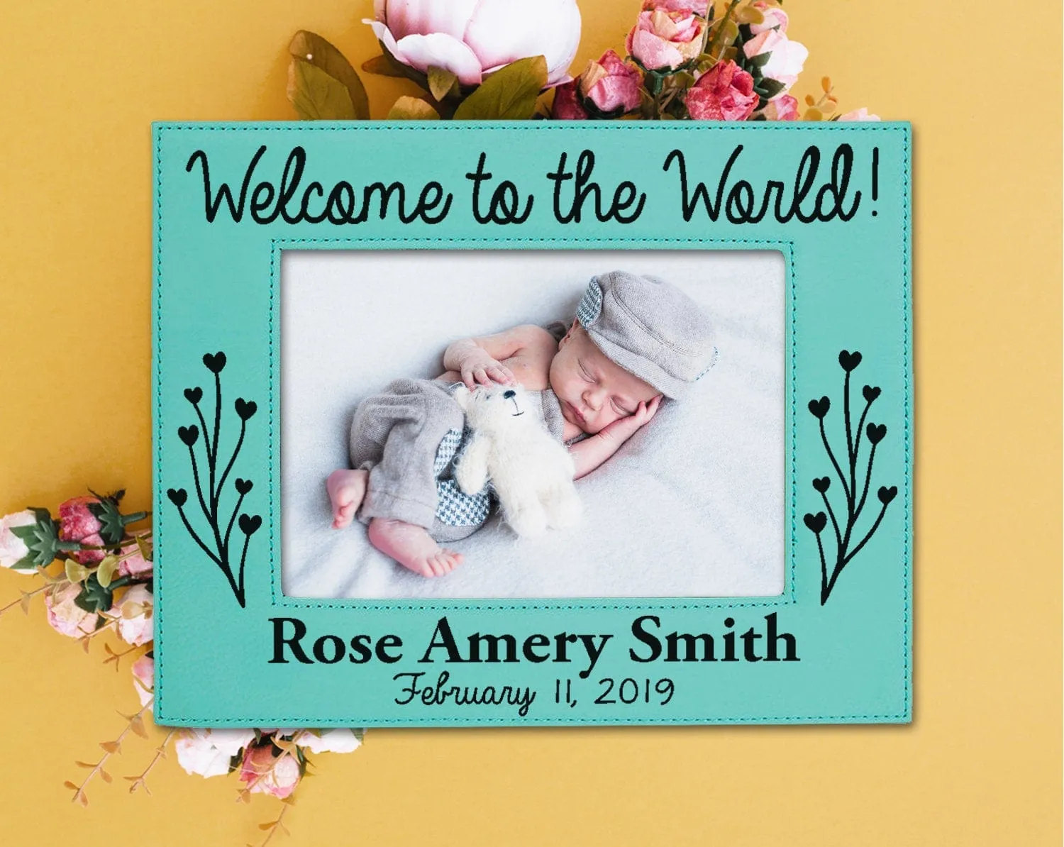 Welcome Personalized New Baby Picture Frame Nursery Decor Birth Announcement New Grandparents Parents Gift 5x7 Baby Shower Pregnancy Custom