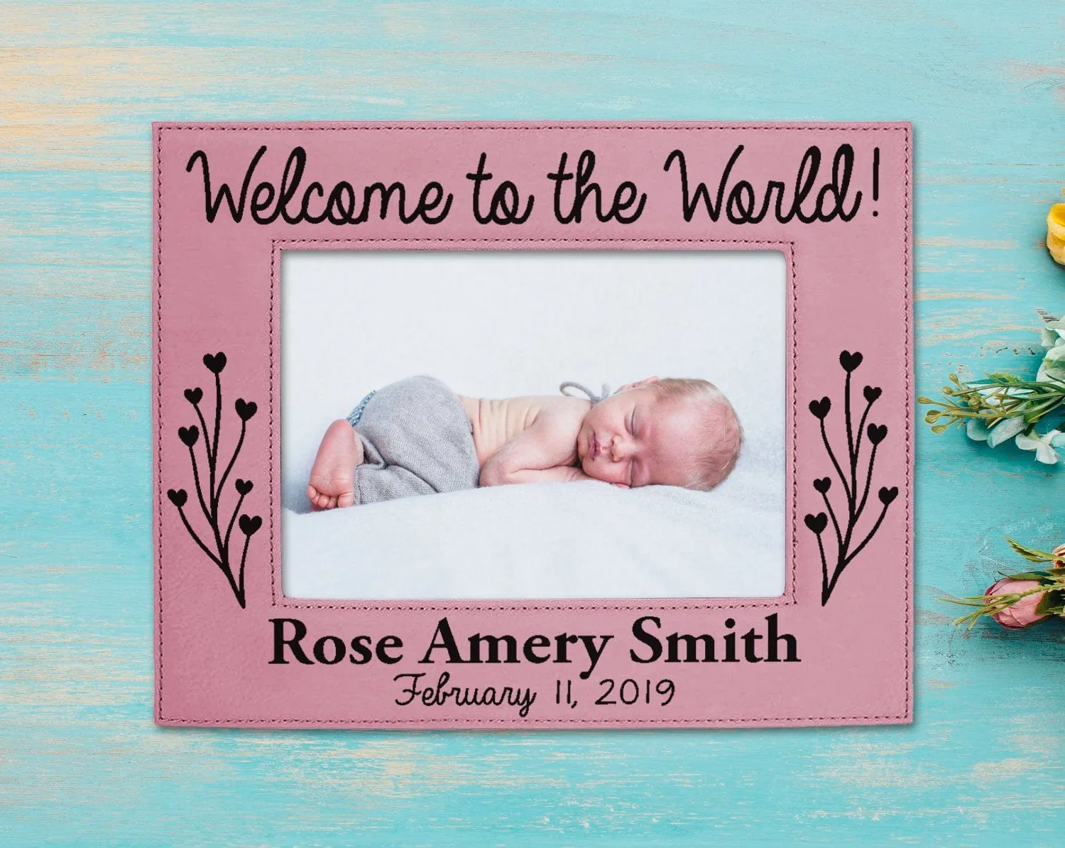 Welcome Personalized New Baby Picture Frame Nursery Decor Birth Announcement New Grandparents Parents Gift 5x7 Baby Shower Pregnancy Custom