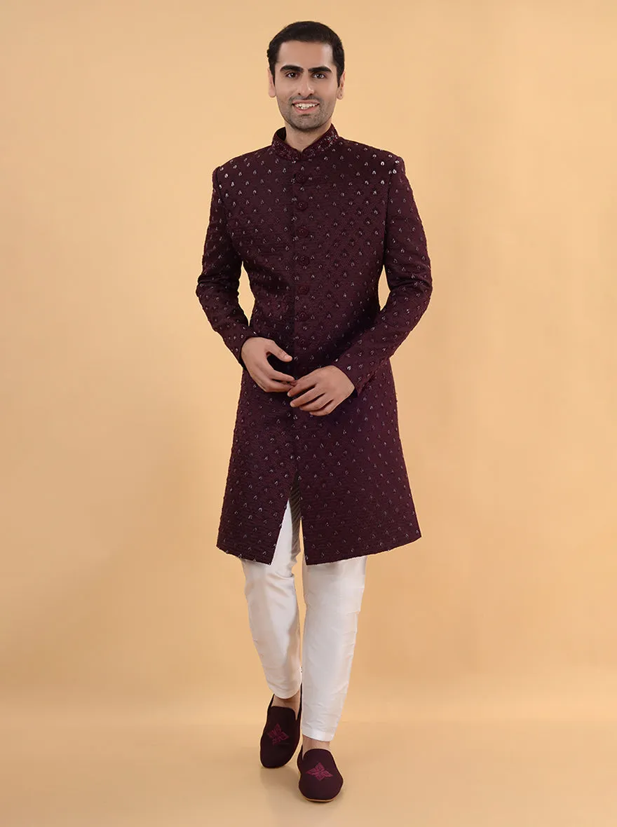 Wine  Sherwani | TULA