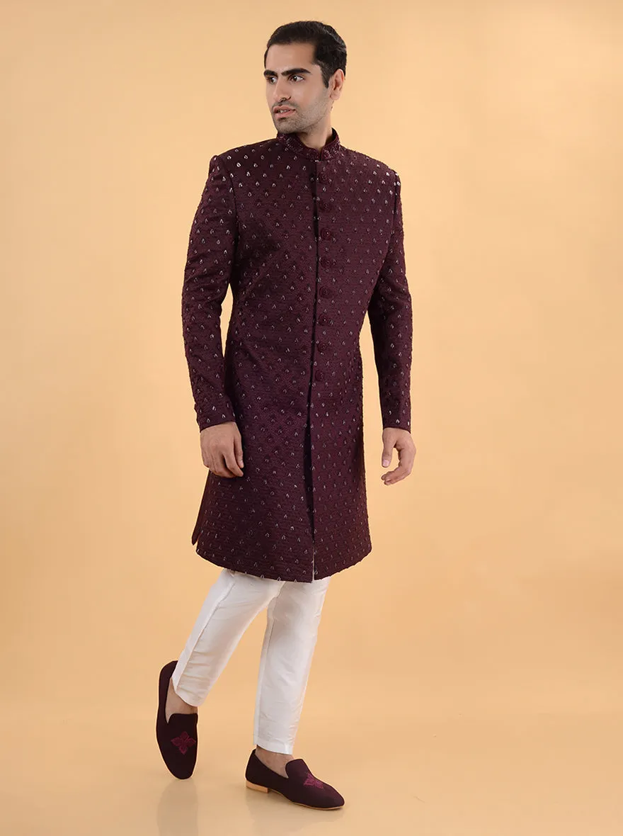 Wine  Sherwani | TULA