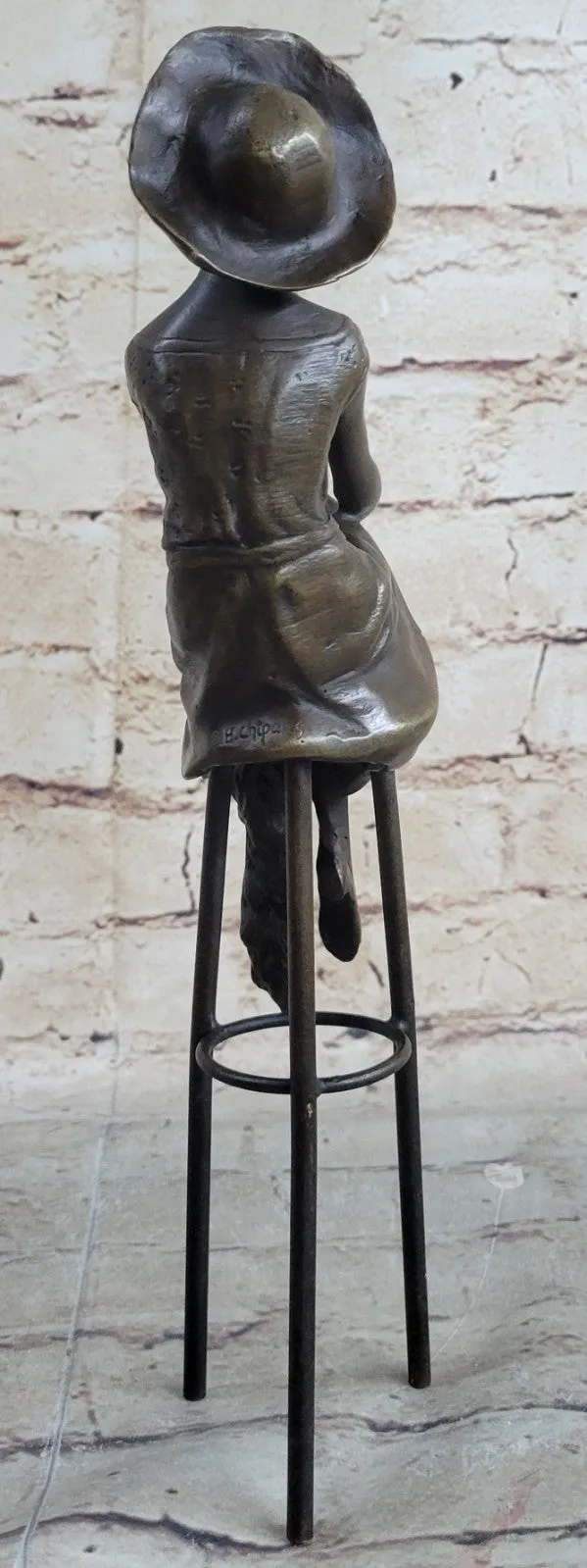 Woman Sits On Chair Handmade Bronze Museum Quality Classic Artwork Statue Figure