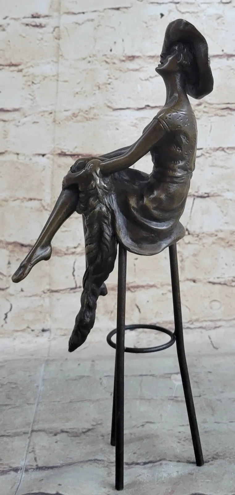 Woman Sits On Chair Handmade Bronze Museum Quality Classic Artwork Statue Figure