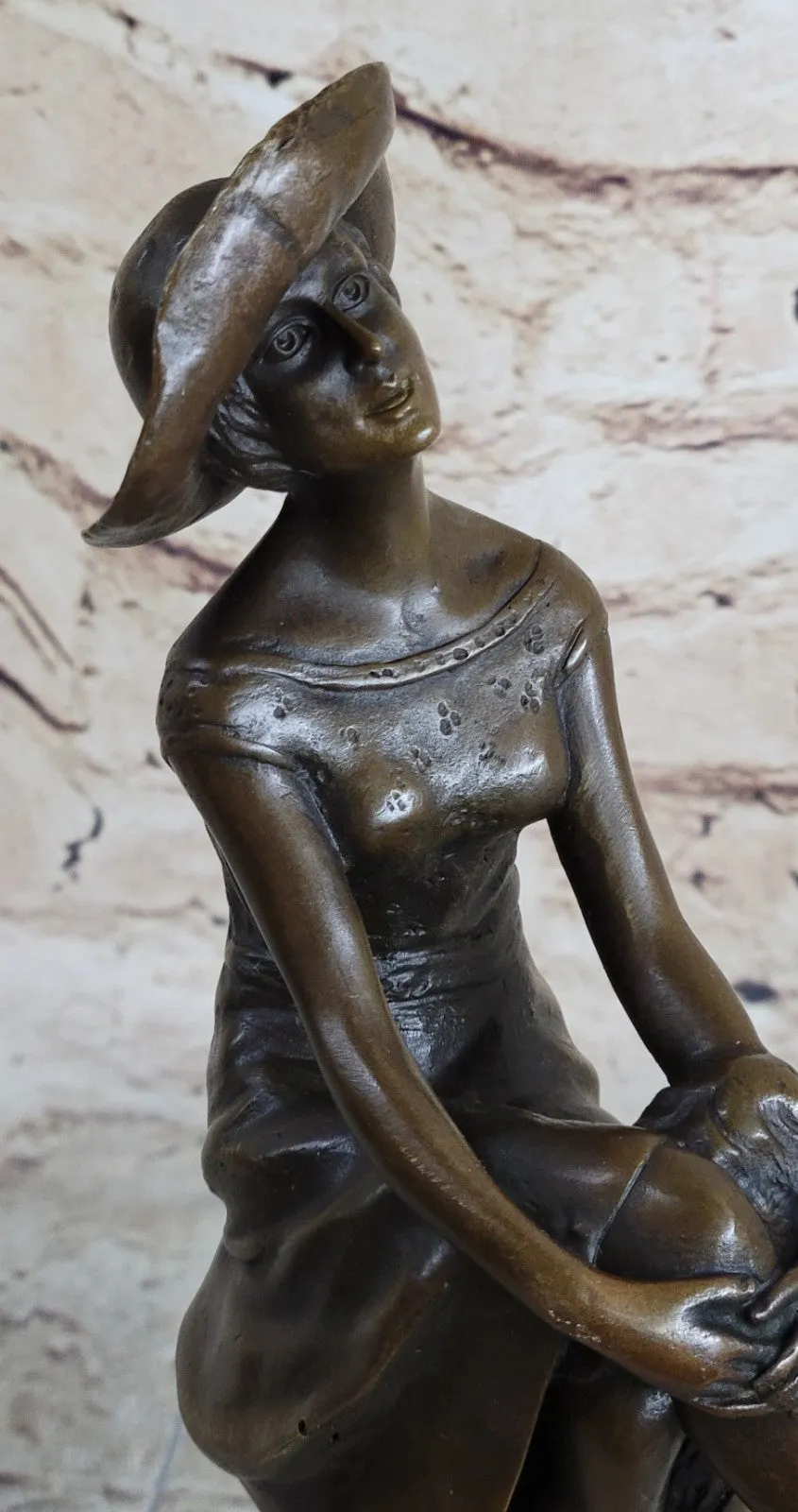 Woman Sits On Chair Handmade Bronze Museum Quality Classic Artwork Statue Figure