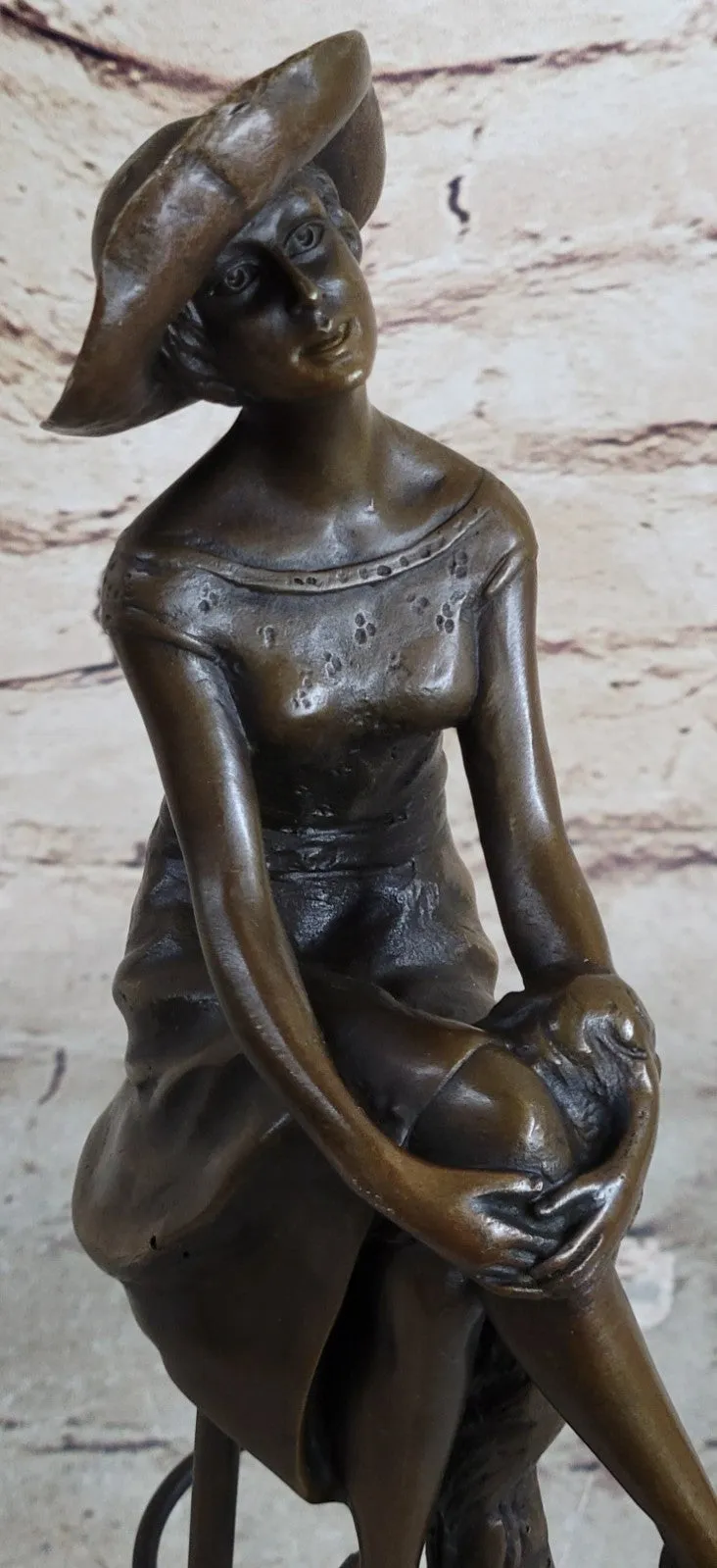 Woman Sits On Chair Handmade Bronze Museum Quality Classic Artwork Statue Figure