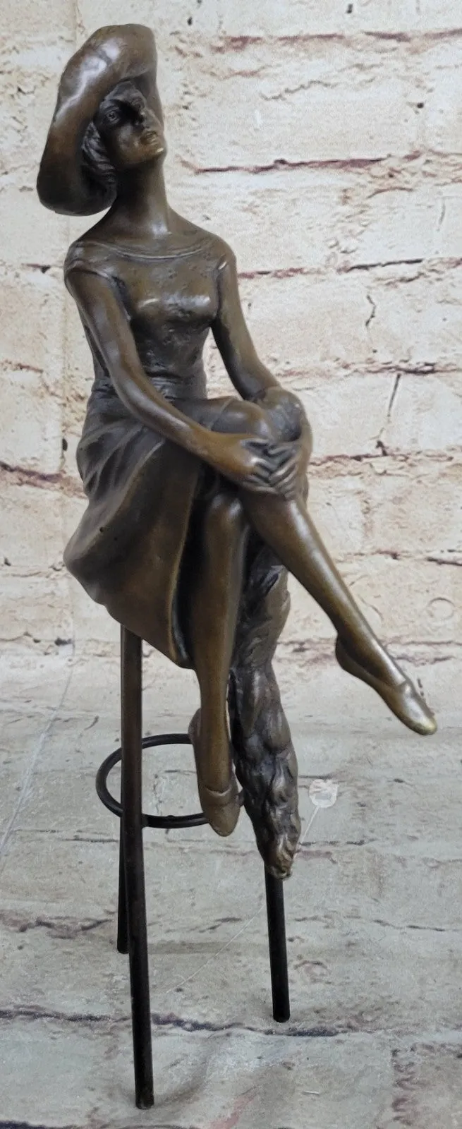 Woman Sits On Chair Handmade Bronze Museum Quality Classic Artwork Statue Figure